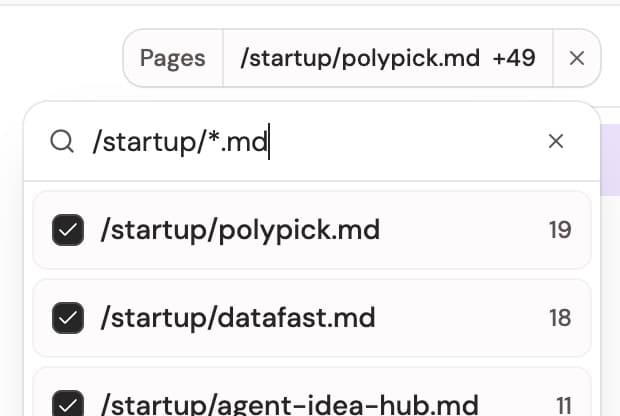 Wildcard page search for AI bot traffic